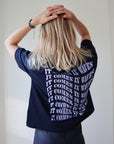 'IT COMES IN WAVES' T-SHIRT IN NIGHT BLUE
