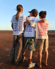'IT COMES IN WAVES' T-SHIRT IN CREAM NEON