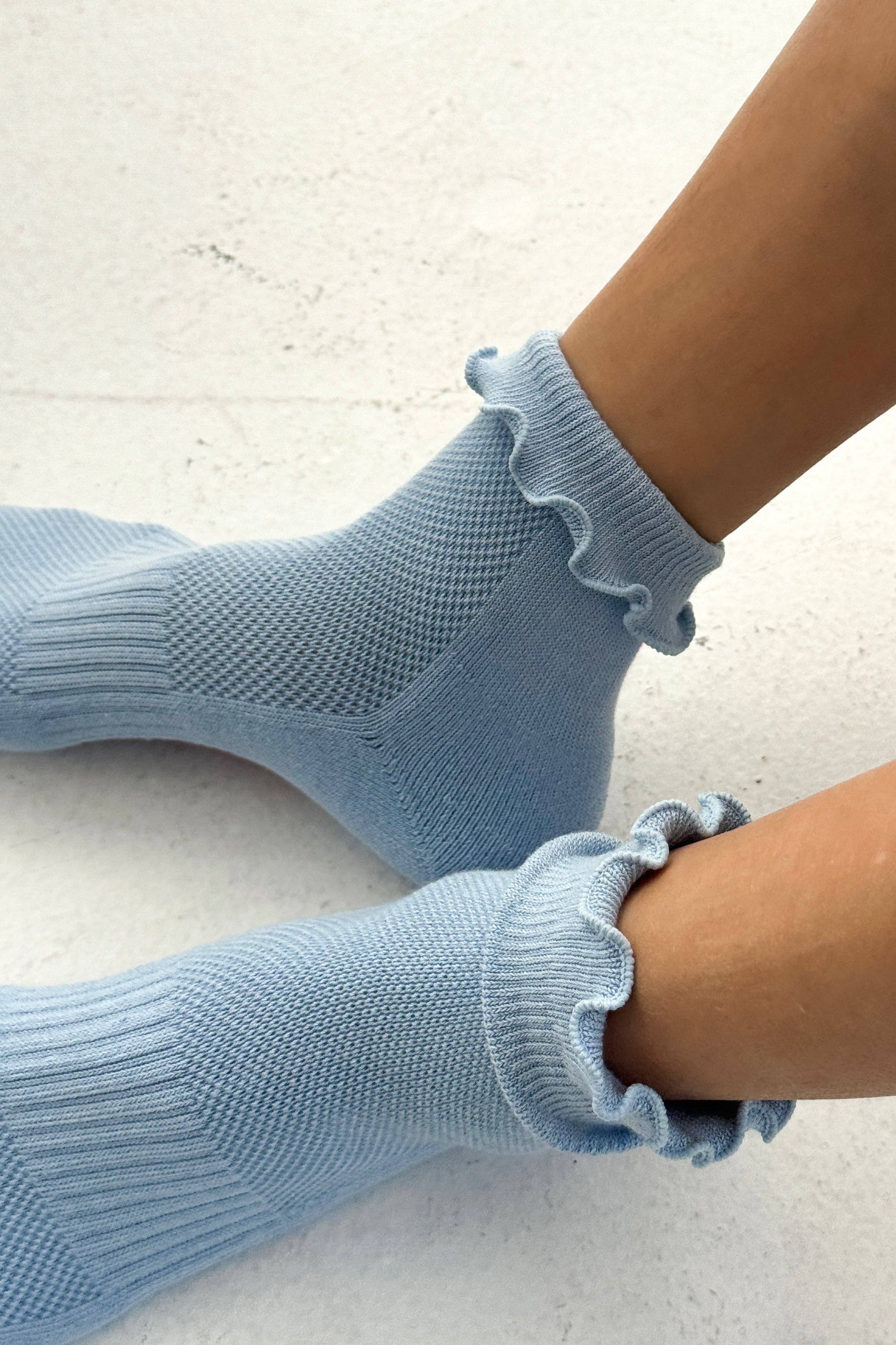 RUFFLED HUGGER SOCKS - BLUE