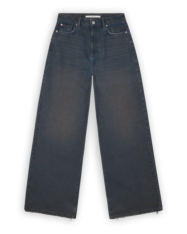 WIDE LEG COATED JEANS