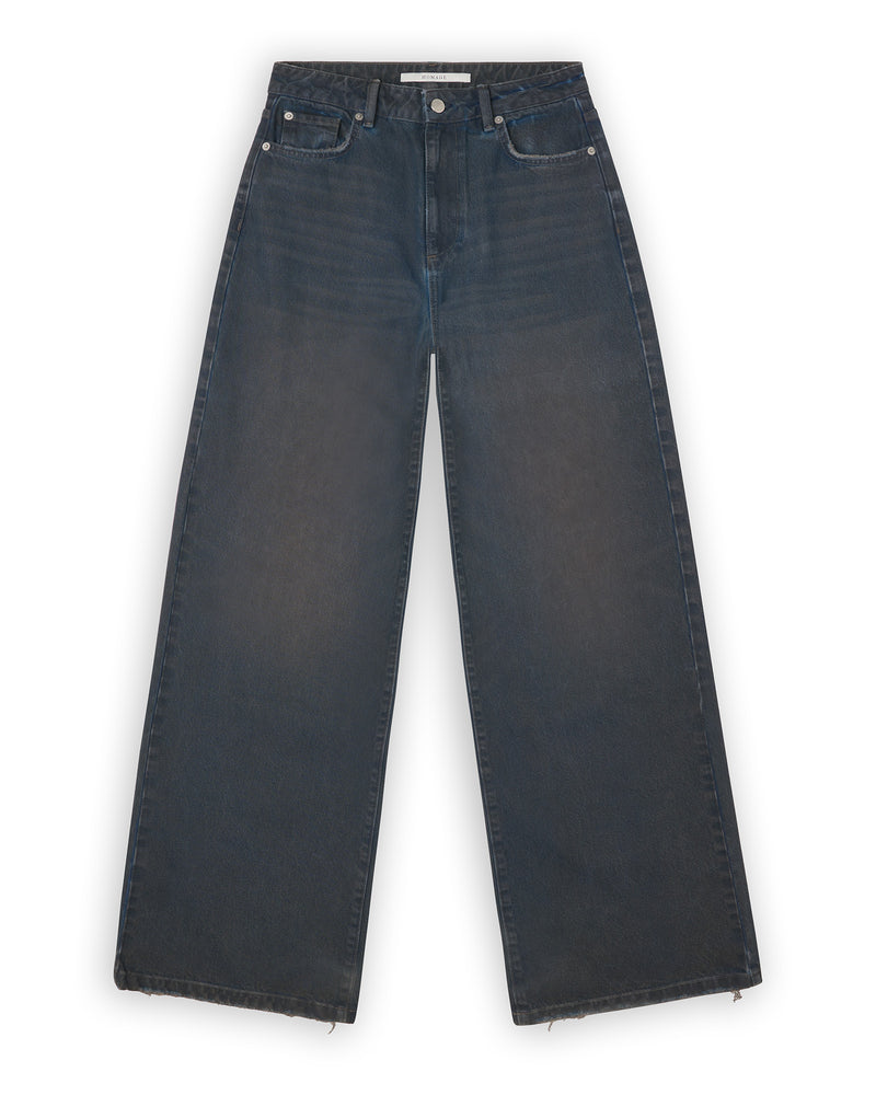WIDE LEG COATED JEANS