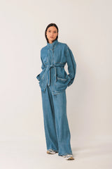 DENIM BELTED JACKET