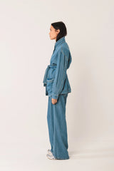 DENIM BELTED JACKET