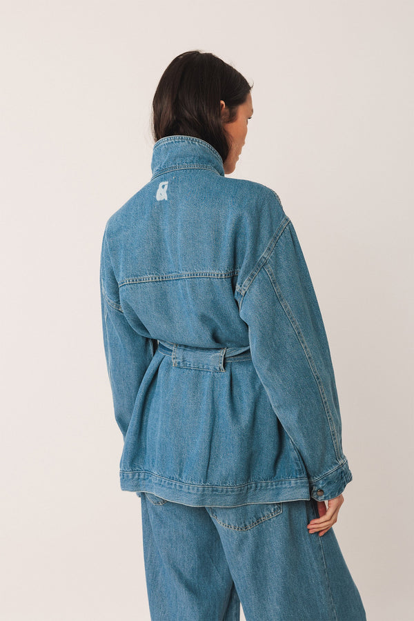 DENIM BELTED JACKET