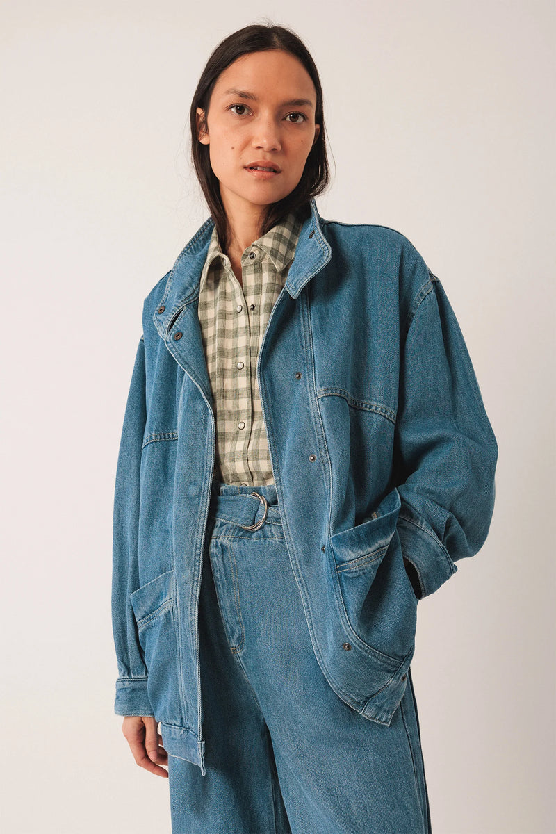 DENIM BELTED JACKET