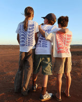 'IT COMES IN WAVES' T-SHIRT IN CREAM NEON