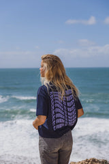 'IT COMES IN WAVES' T-SHIRT IN NIGHT BLUE